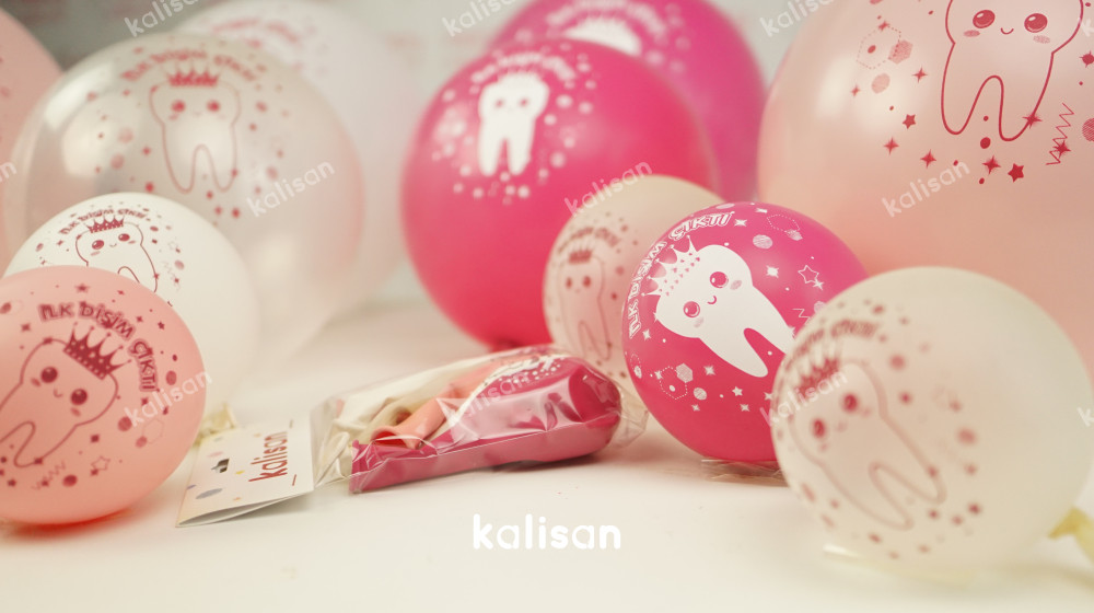 diş buğdayı baskılı balon pembe