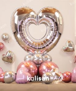Kalisan Party Box – Balon Kit 2: 35" Kalp Dekor Folyo | 9" Mini Folyo | 5" Mirror Balonlar