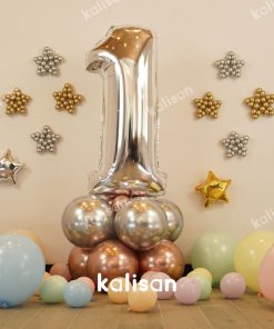 Kalisan Party Box – Balon Kit 10 | Doğum Günü Teması Gümüş Konsept