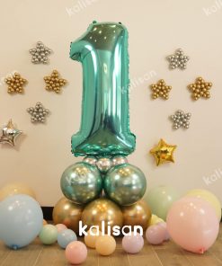 Kalisan Party Box – Balon Kit 7 | Doğum Günü Teması Turkuaz Konsept 0-9