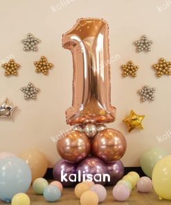 Kalisan Party Box – Balon Kit 20 | Doğum Günü Teması Rose Gold Konsept 0-9