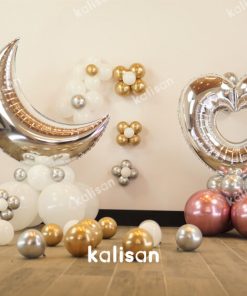 Kalisan Party Box – Balon Kit 27 | Yarım Ay & Kalp Gümüş Konsept