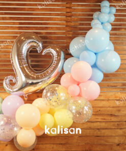 Kalisan Party Box - Balon Kit 26 | Silver Kalp Gümüş  Konfeti Doğum Günü Balon Zinciri