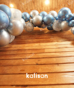 Kalisan Party Box – Balon Kit 17 | Mirror Balon Zinciri Mavi & Gümüş