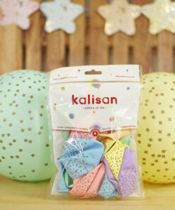 Gold Kare Konfeti Baskılı Balon Makaron Renkler