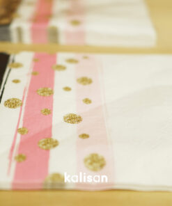 Gold Desenli Siyah Pembe Beyaz Peçete 33 x 33 cm - 3 Katlı 20’li Paket