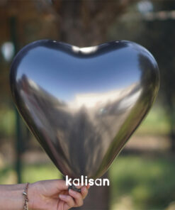 12" Kalp Mirror Koyu Gümüş Balon