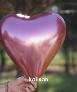 12" Kalp Mirror Pembe Balon