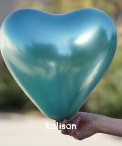 12" Kalp Mirror Yeşil Balon
