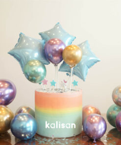 Doğum Günü Kiti Mirror ve 9" Folyo Balon Konsept Cake Topper– Kalisan Party Box – Balon Kit 41