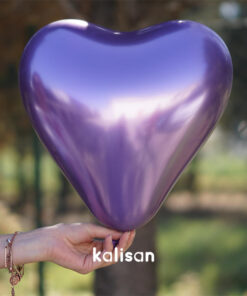 12" Kalp Mirror Mor Balon