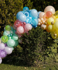 Pastel Makaron Süper Şeffaf ve Mirror Konsept Balon Zinciri - Kalisan Party Box – Balon Kit 47