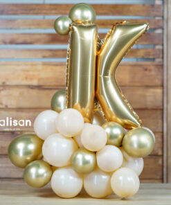 Folyo Harf Balon Kiti ve Sütlü Kahve & Gold Renk Konsept– Kalisan Party Box – Balon Kit 48