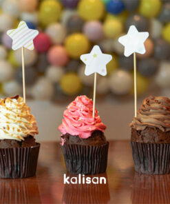 Cake Topper - Yıldız Şekilli Pasta Süsleyici Makaron Renkli Tema