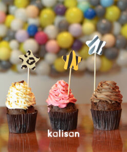 Cake Topper - Yıldız Şekilli Pasta Süsleyici Safari Hayvan Desenli