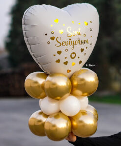 Seni Seviyorum Beyaz Balon ve Mirror Konsept - Kalisan Party Box – Balon Kit 57