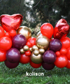 Kırmızı Kalp Folyo Zincir Balon Konsepti - Kalisan Party Box – Balon Kit 58
