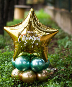 Altın Yıldız Folyo Beyaz Happy New Year Konsept - Kalisan Party Box – Balon Kit 51