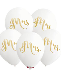 Mrs Baskılı Balon Beyaz Üzeri Gold