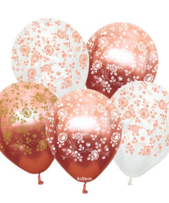 Gül Desenli Balon Şeffaf Rose Gold