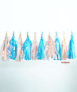 12*20 cm Açık Mavi - Somon ve Hologram Konsept 10'lu Püskül