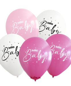Hello Baby Baskılı Balon Mavi ve Pembe Tema