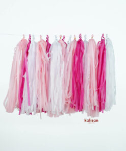 12*41 cm Koyu Pembe Açık Pembe ve Beyaz 3 Renk Konsept 15'li Püskül