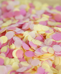 Sarı Açık Pembe ve Koyu Pembe Karışımı Yuvarlak Kağıt Konfeti 1,5 cm