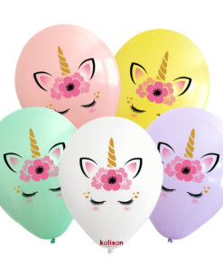 Unicorn Temalı Balon Renkli Baskı