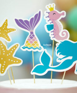 Deniz Kızı Tema Cake Topper 5 Parça Pasta Süsleyici