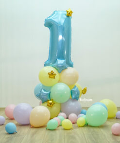 1 Yaş Pastel Mavi Folyo Balon Kiti 80