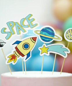 Space Tema Cake Topper 6 Parça Pasta Süsleyici