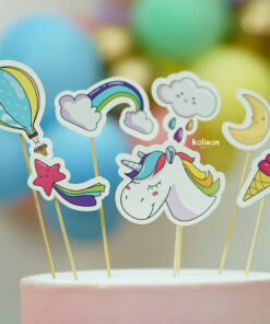 Unicorn Tema Cake Topper 7 Parça Pasta Süsleyici